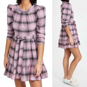Likely Griffyn Plaid Academia Tiered Pink Mini Dress | 4